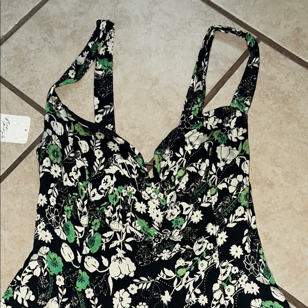 Free People Green and White Spaghetti Strap Mini Sundress - Picture 2 of 5